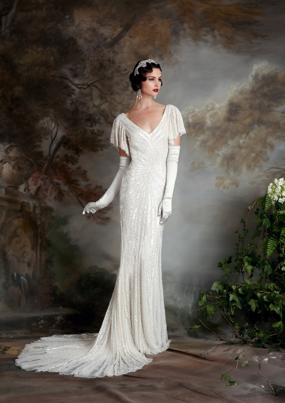 Illustrative example of art deco wedding dress