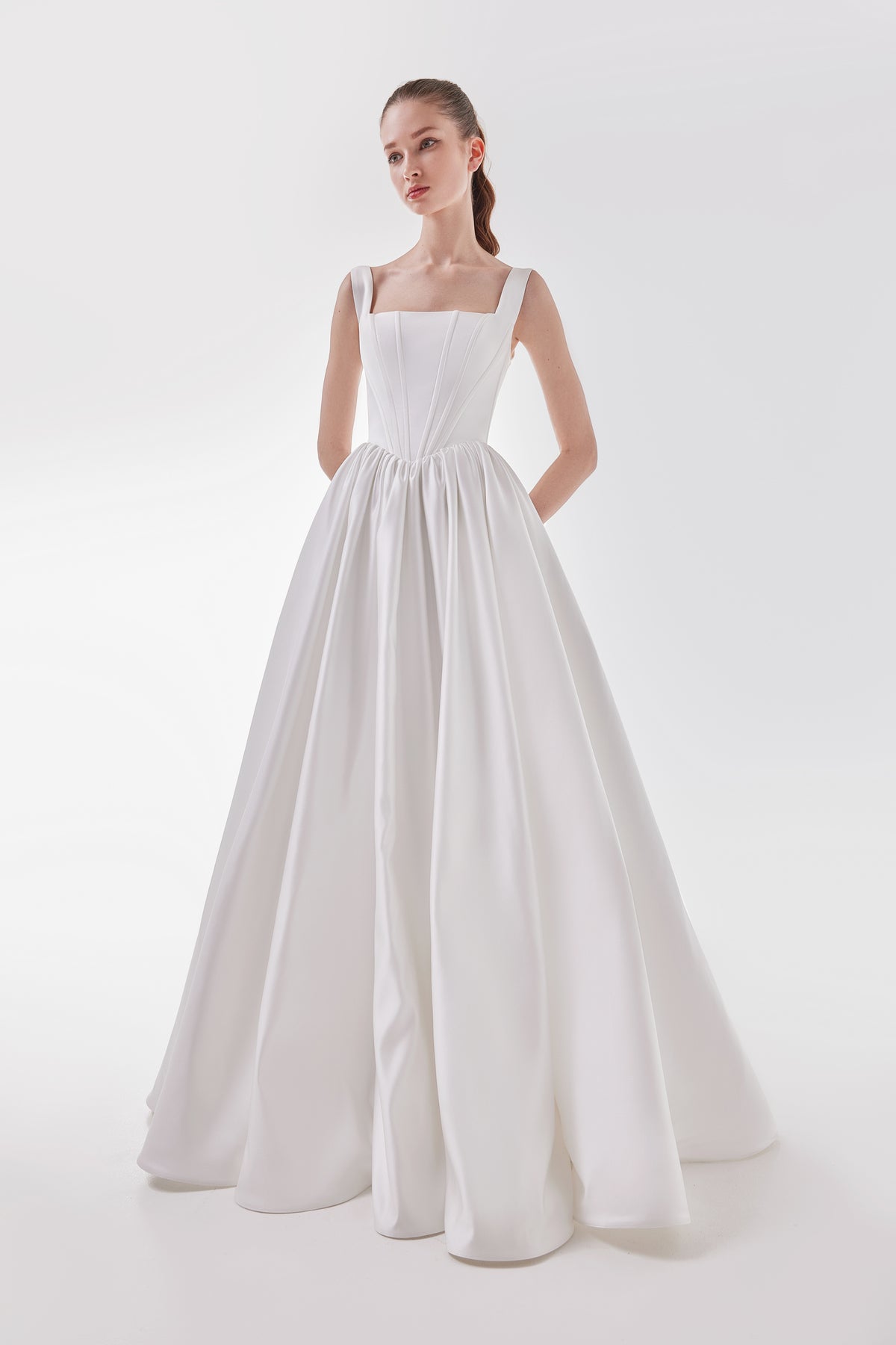 Illustrative example of basque waist wedding dress