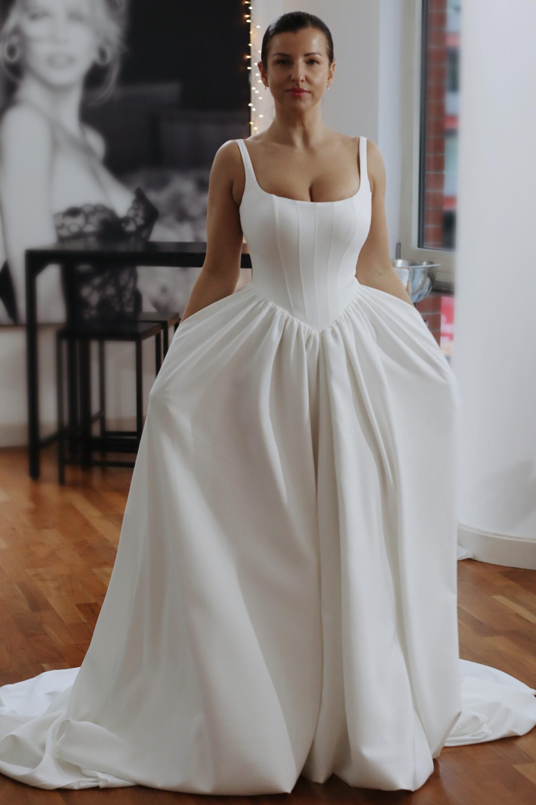 Illustrative example of basque waist wedding dress