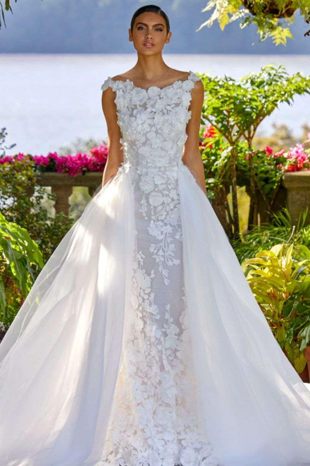 Illustrative example of bateau neckline wedding dress