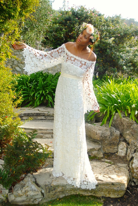 Illustrative example of bell sleeve wedding dress