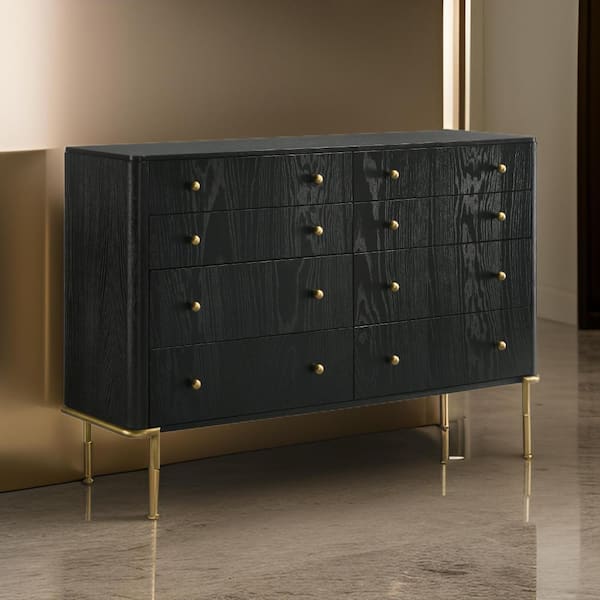 Illustrative example of black and gold dresser