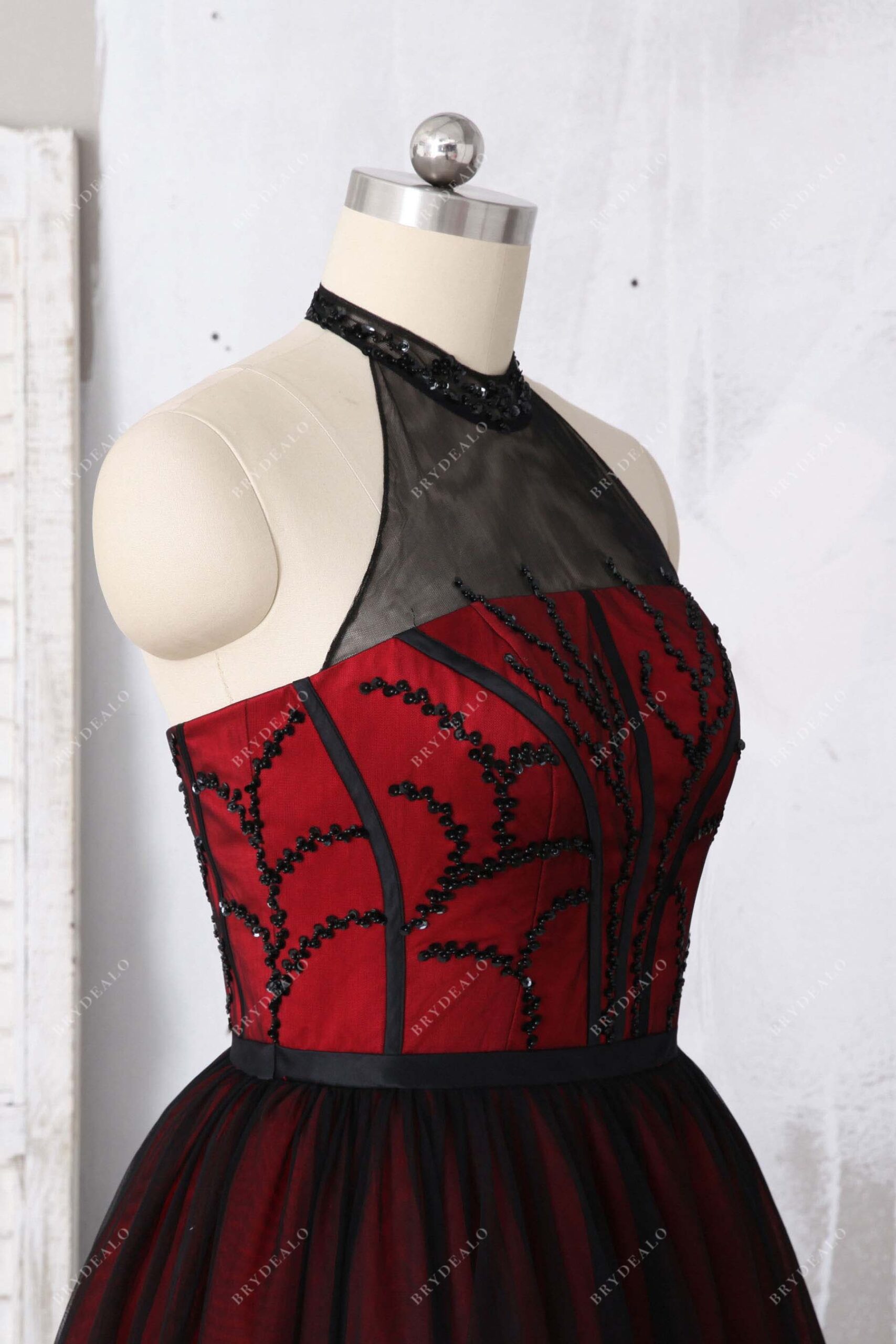 Illustrative example of black and red prom dress