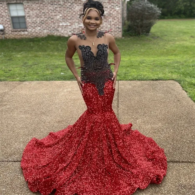 Illustrative example of black and red prom dress