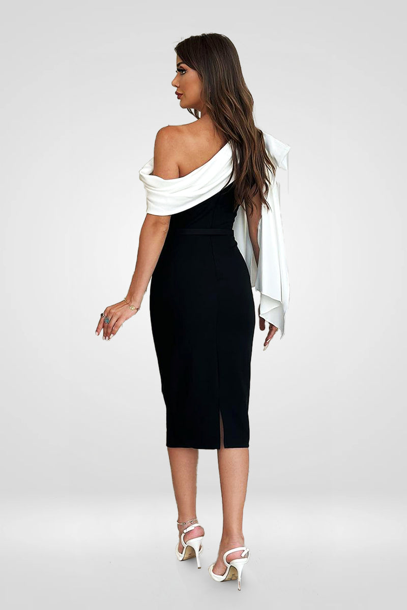 Illustrative example of black and white bow dress