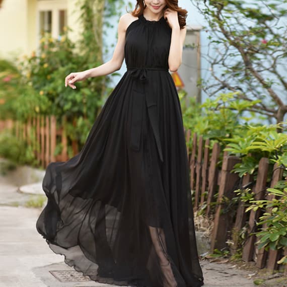 Illustrative example of black chiffon dress