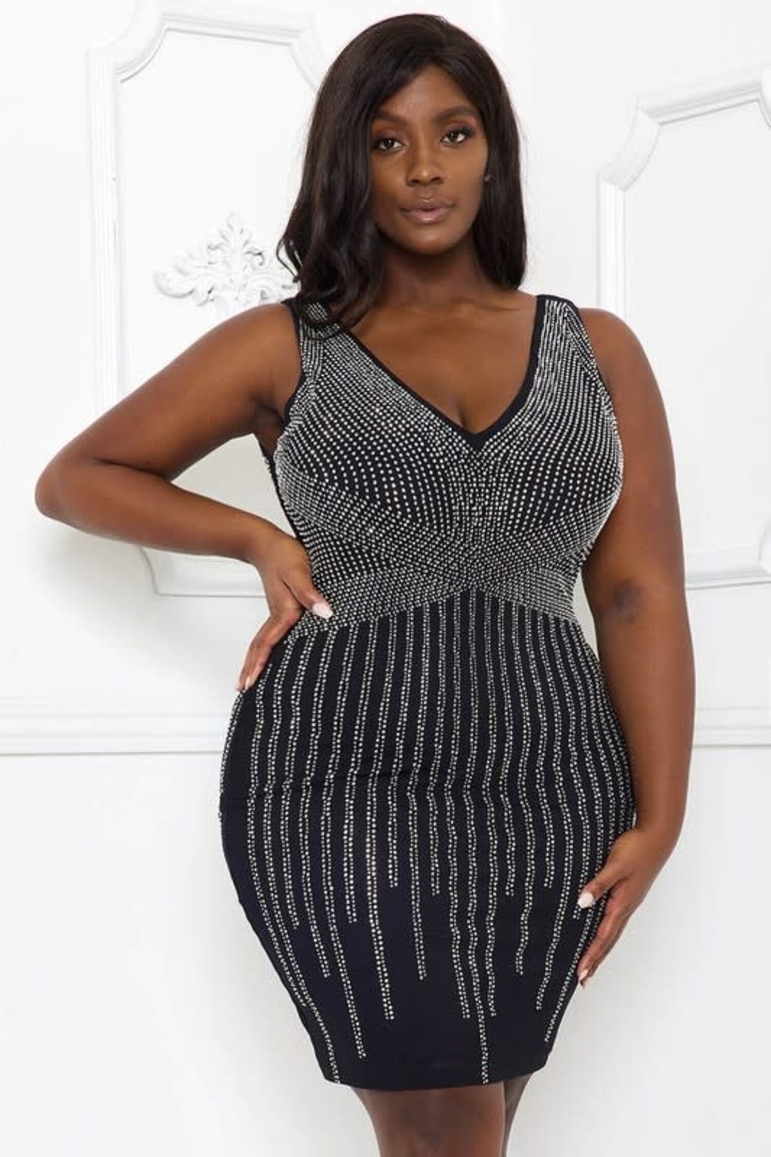 Illustrative example of black rhinestone dress