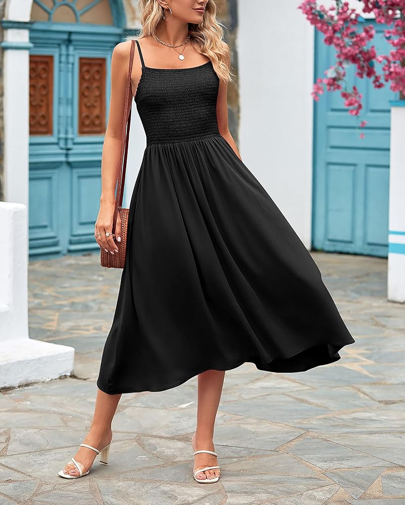 Illustrative example of black spaghetti strap dress