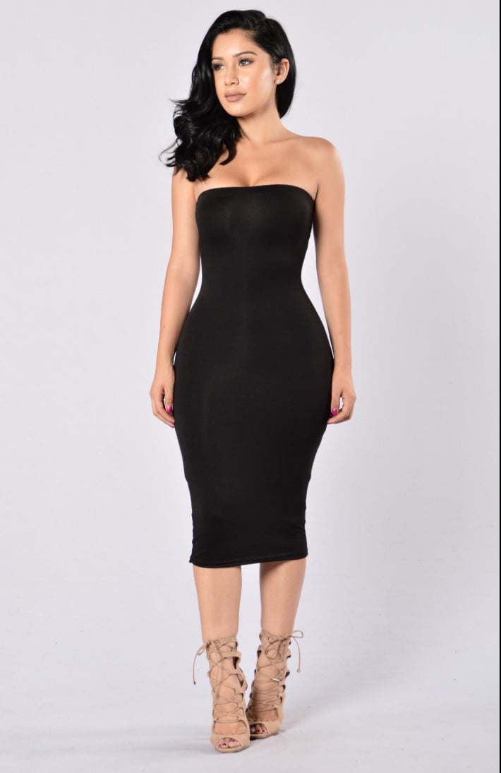 Illustrative example of black tube dress