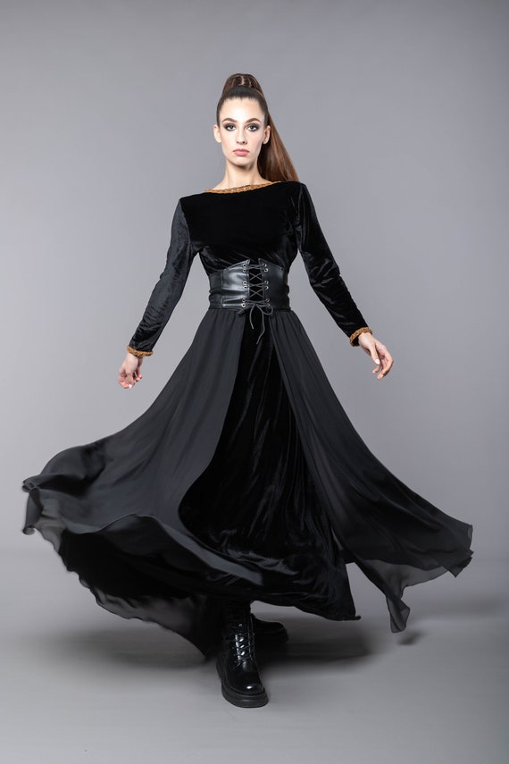 Illustrative example of black velvet dress