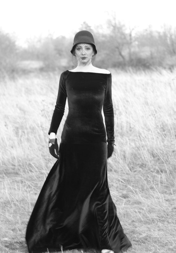 Illustrative example of black velvet dress