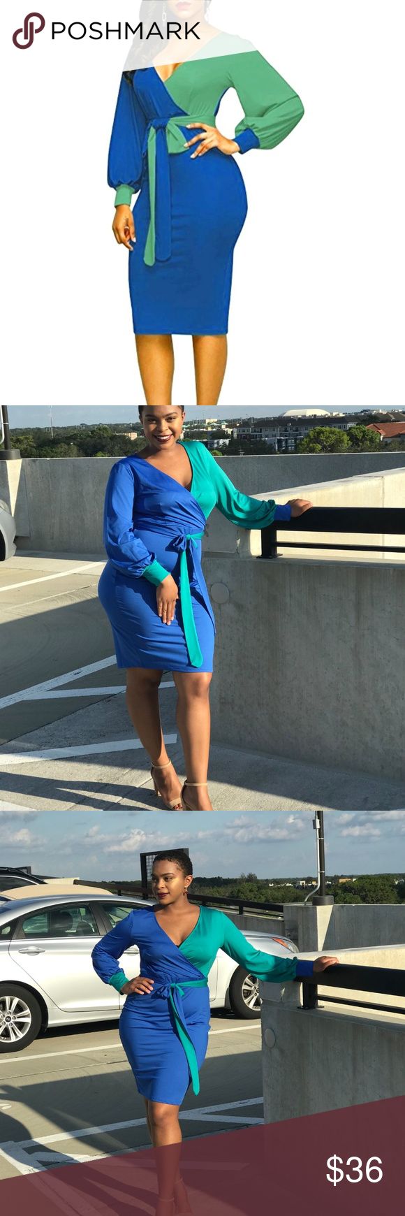 Illustrative example of blue and green dress