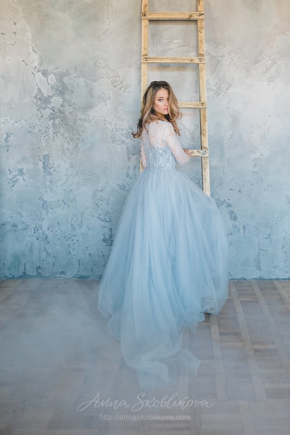 Illustrative example of blue dress for wedding