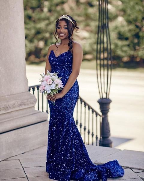 Illustrative example of blue dress with glitter