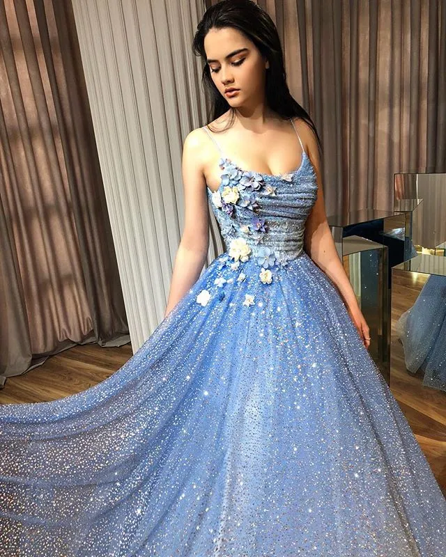 Illustrative example of blue dress with glitter