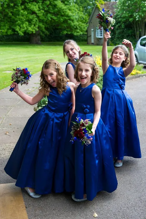 Illustrative example of blue flower girl dresses