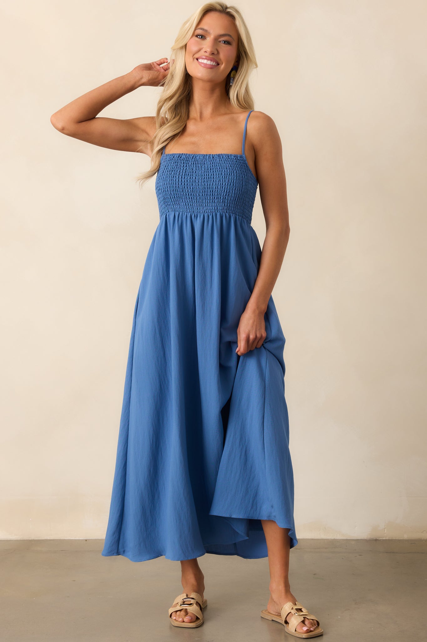 Illustrative example of blue midi dress