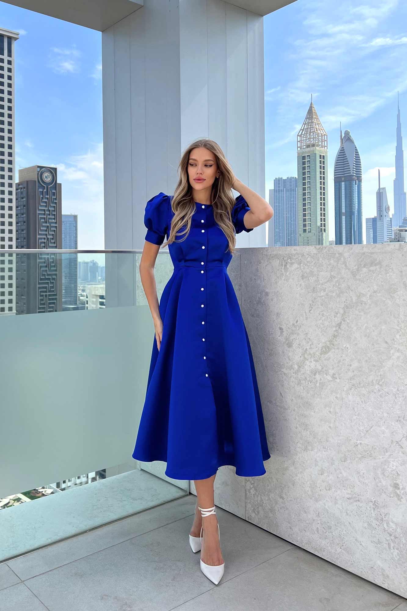 Illustrative example of blue midi dress
