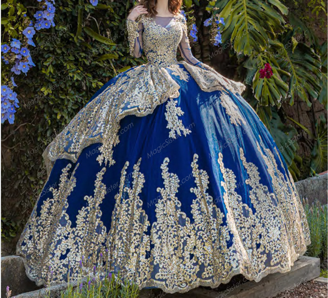 Illustrative example of blue quinceanera dresses