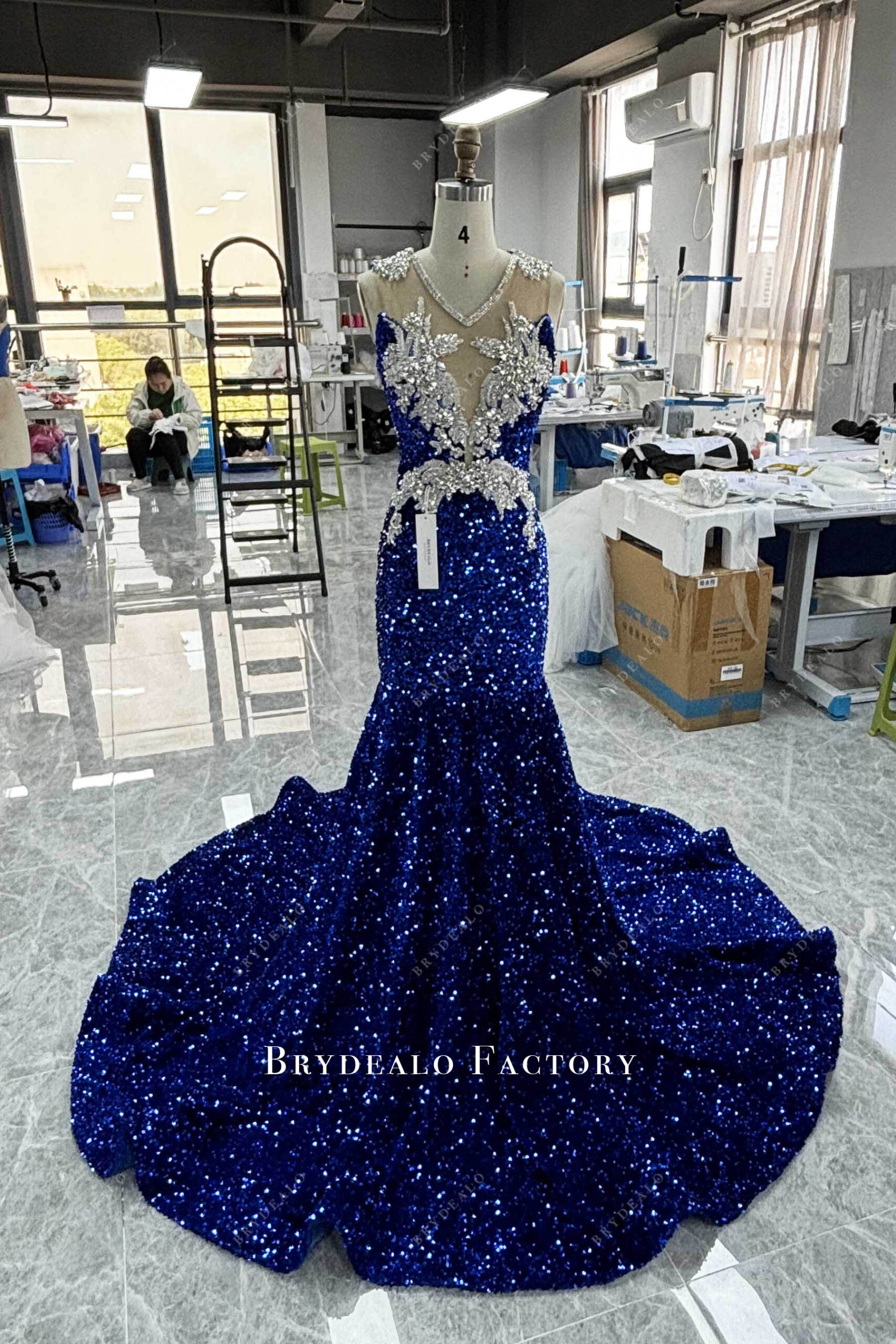 Illustrative example of blue sparkly dress