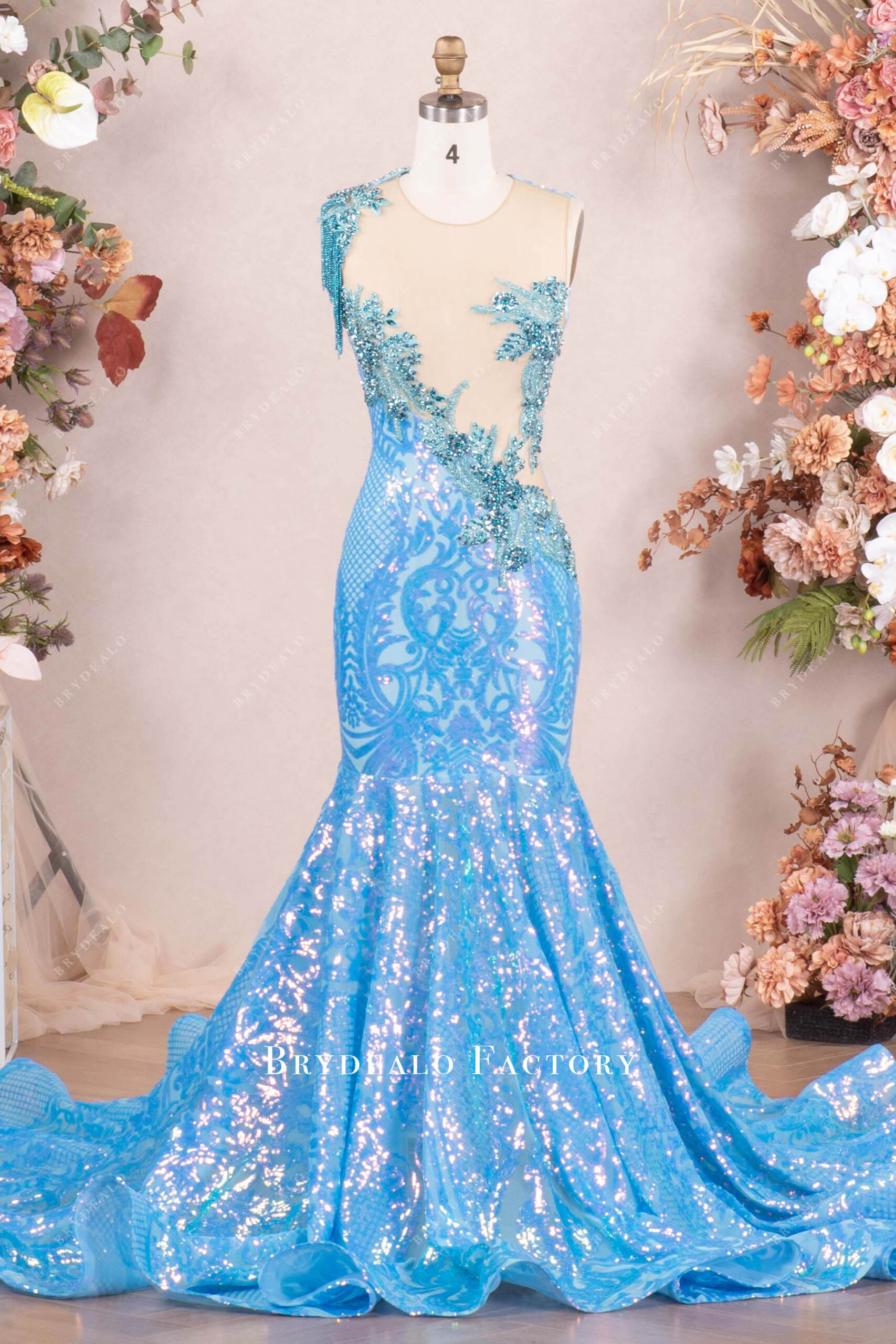 Illustrative example of blue sparkly dress