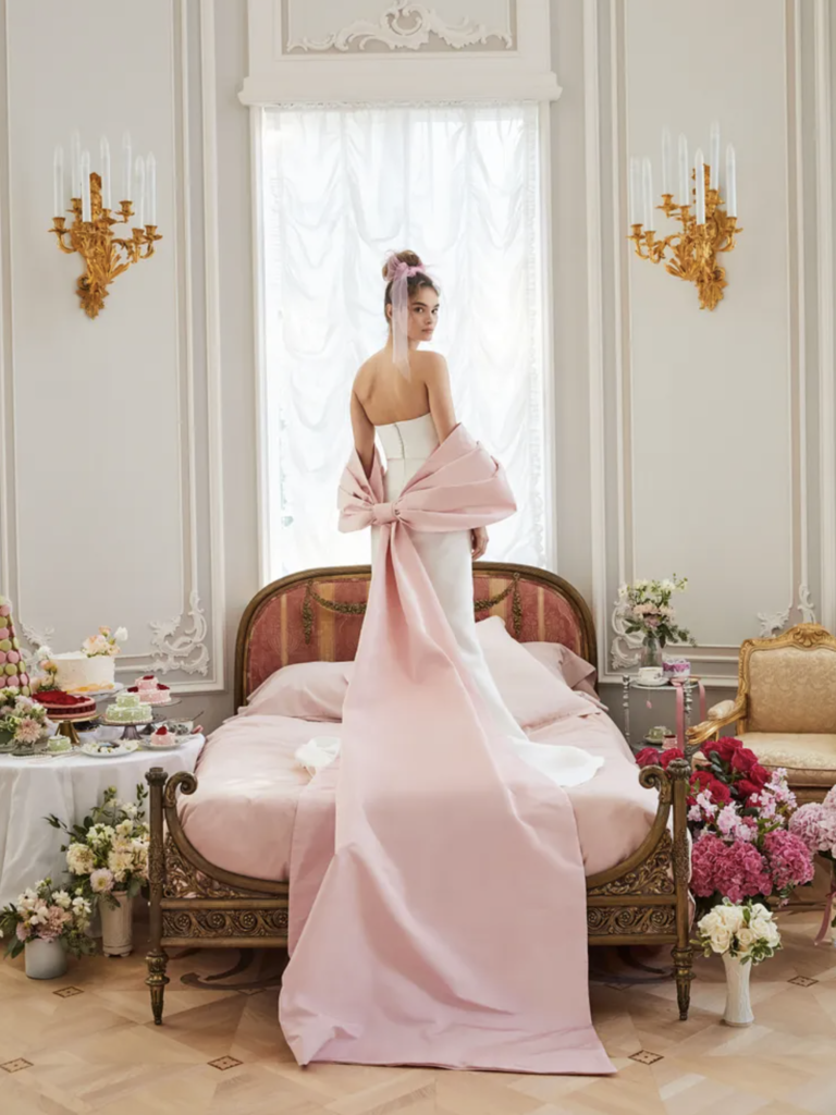 Illustrative example of blush pink wedding dress