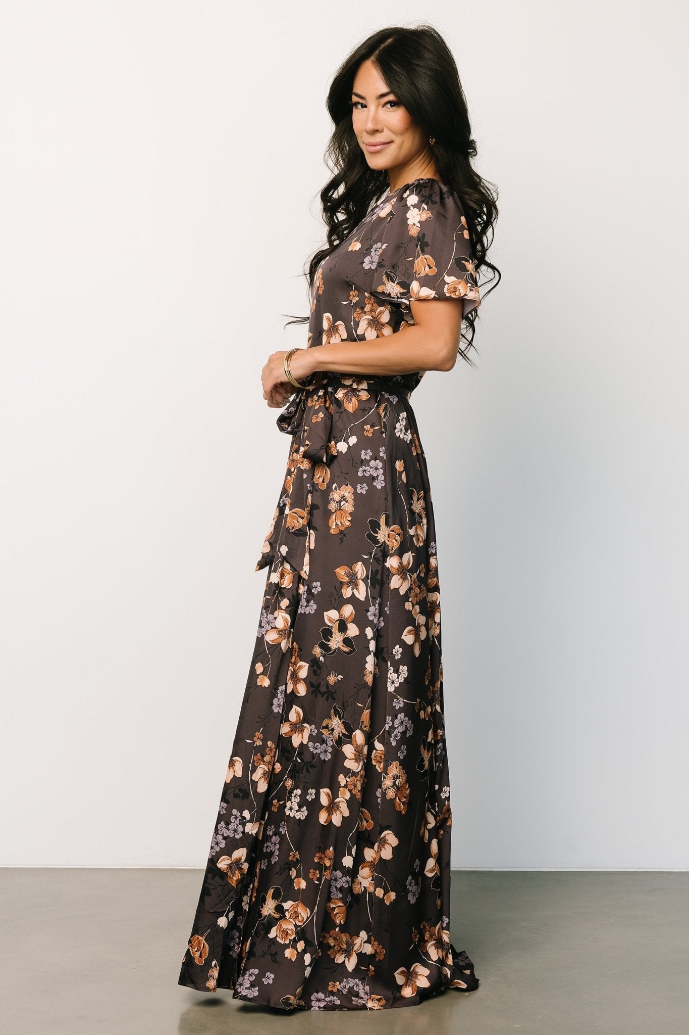 Illustrative example of brown floral dress