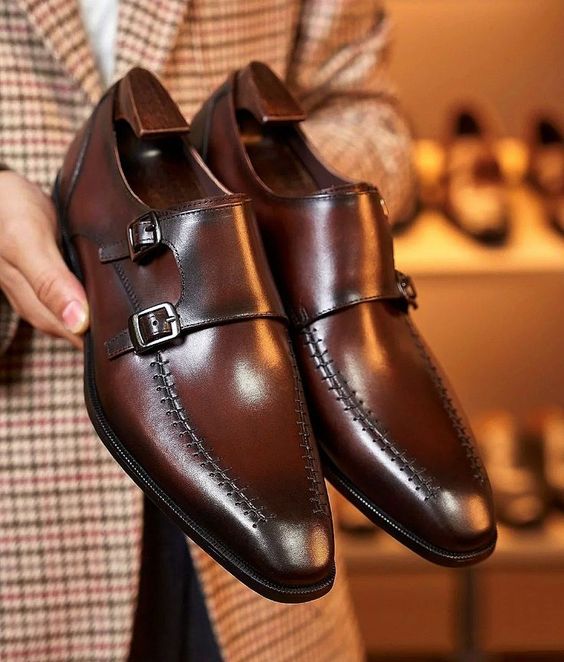 Illustrative example of brown leather dress shoes