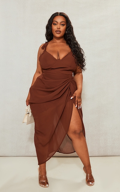 Illustrative example of brown plus size dress
