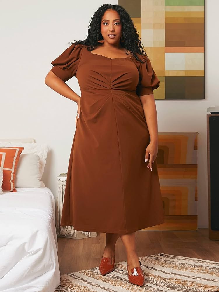 Illustrative example of brown plus size dress