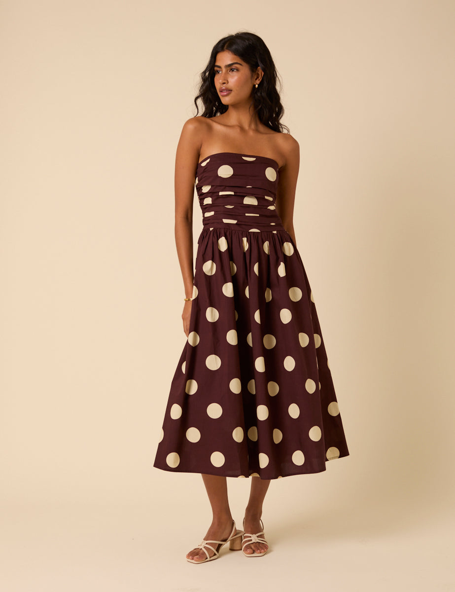Illustrative example of brown polka dot dress