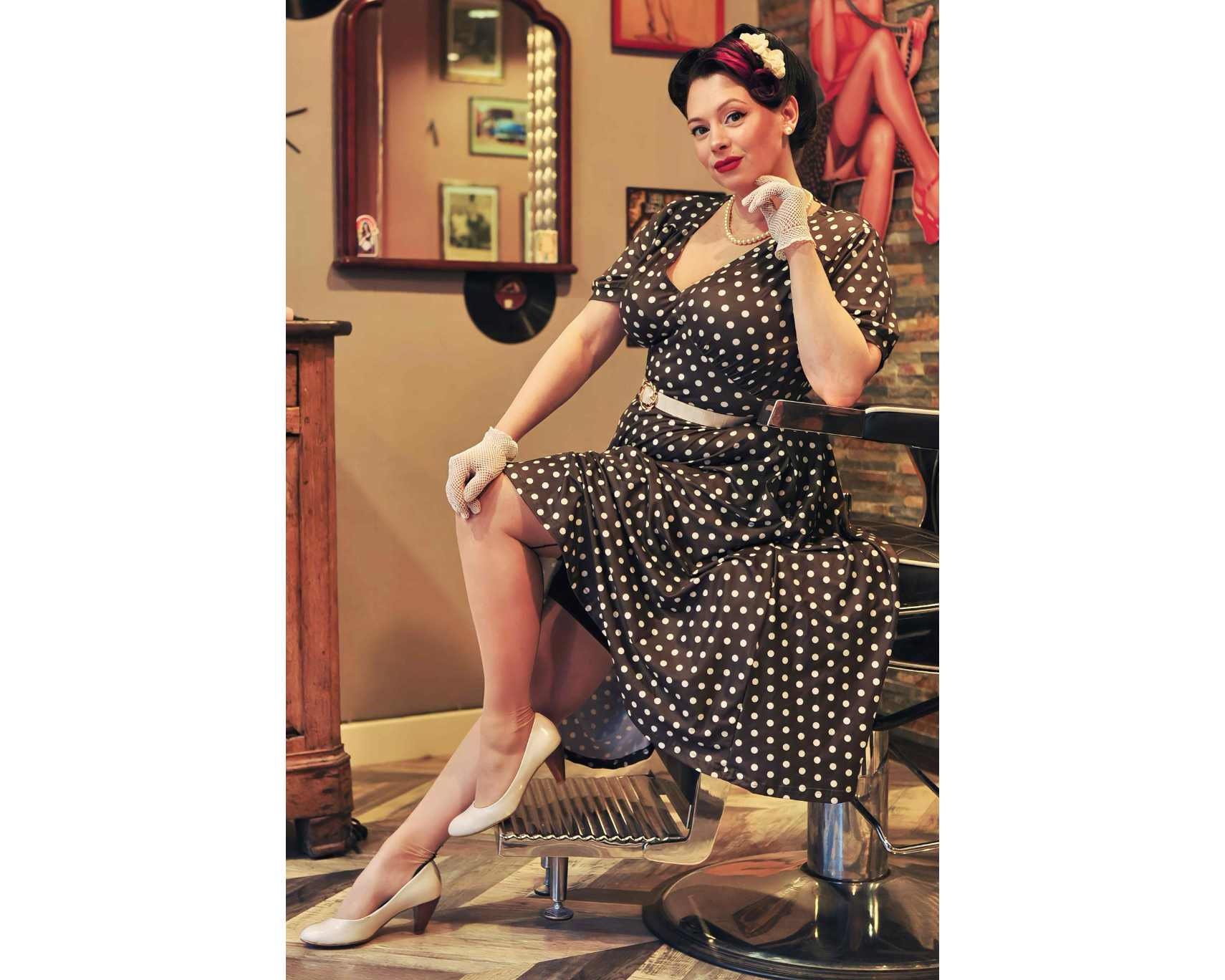 Illustrative example of brown polka dot dress