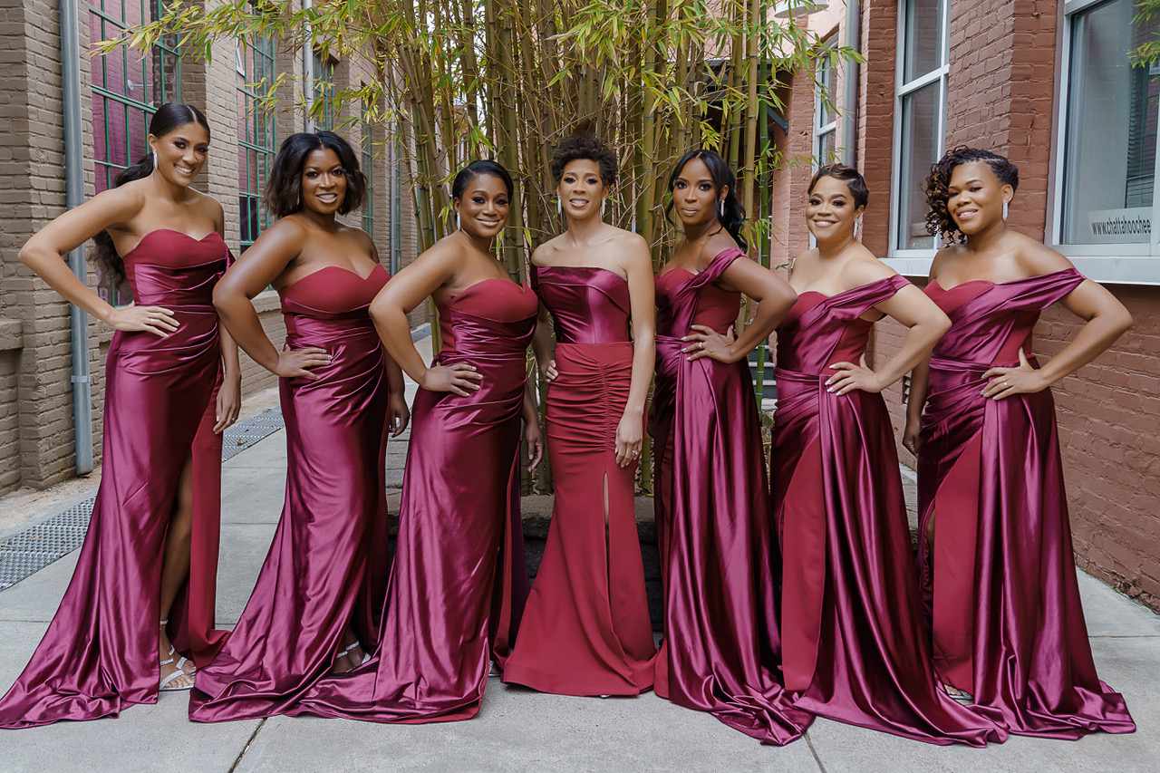 Illustrative example of burgundy bridesmaid dress