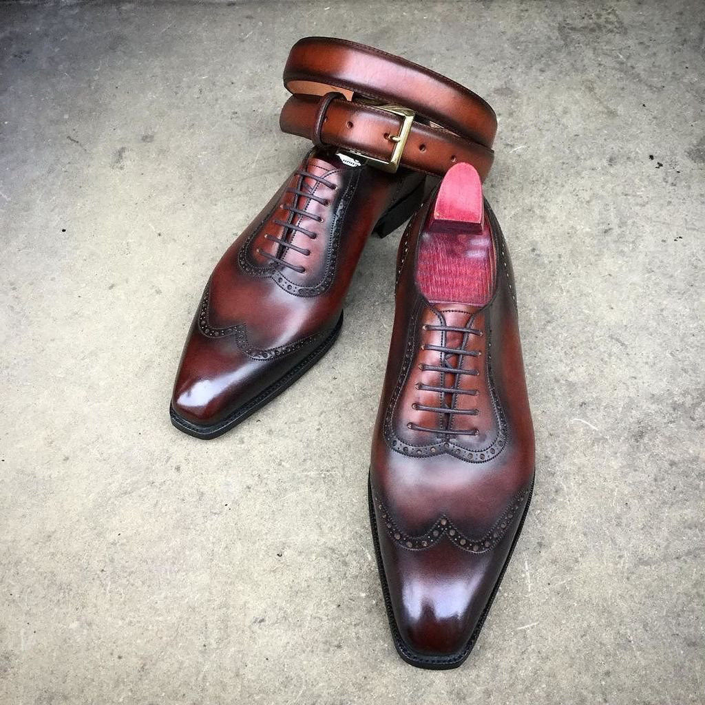 Illustrative example of burgundy dress shoes