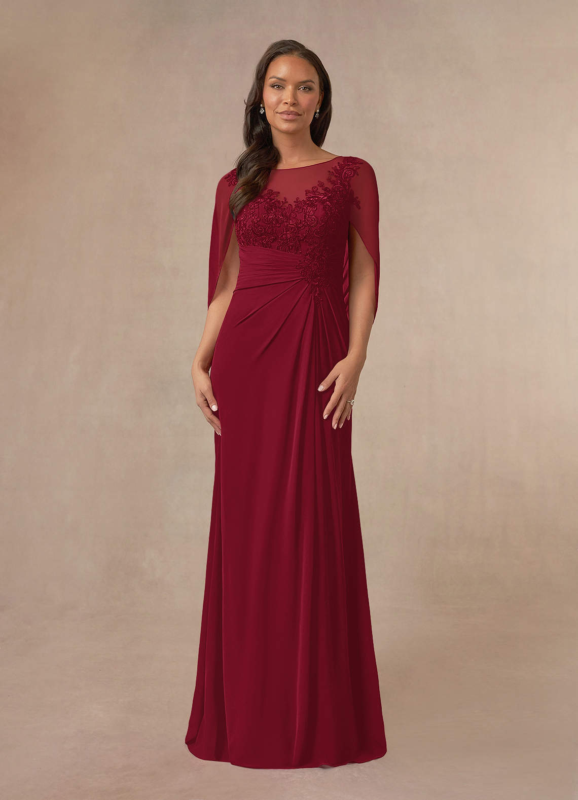 Illustrative example of burgundy mother of the bride dress