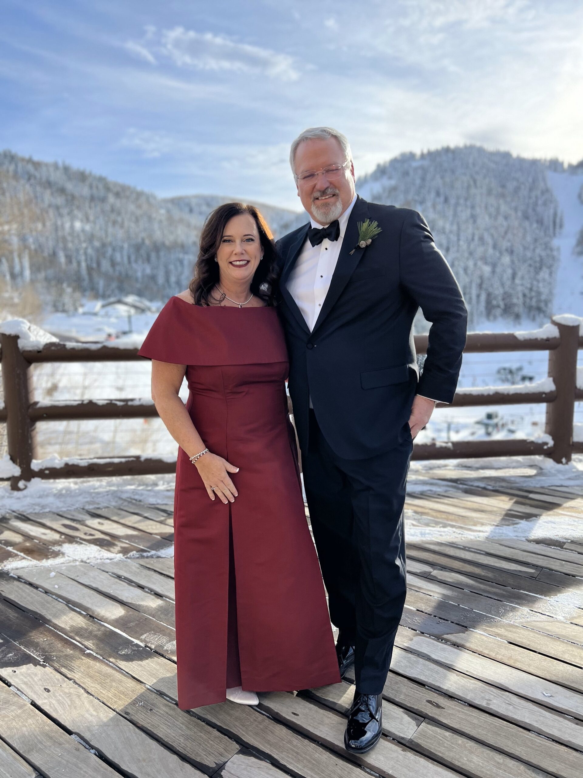 Illustrative example of burgundy mother of the bride dress
