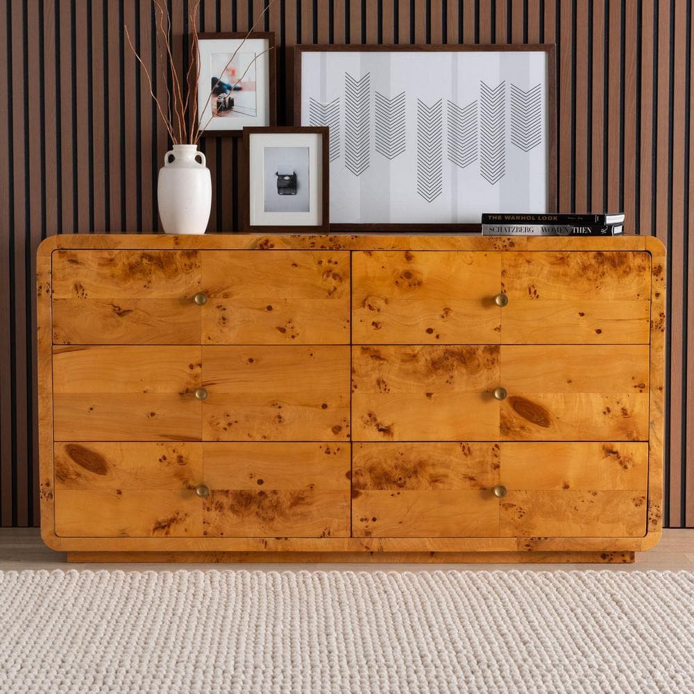 Illustrative example of burl wood dresser