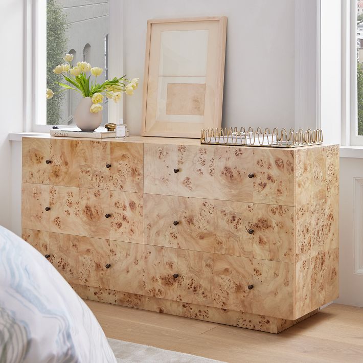Illustrative example of burl wood dresser