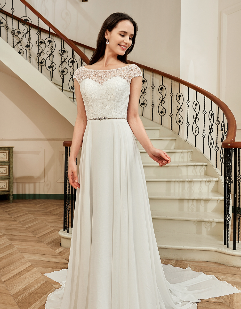 Illustrative example of cap sleeve wedding dress