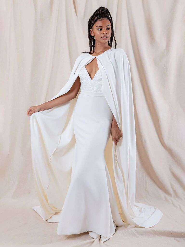 Illustrative example of cape dress wedding