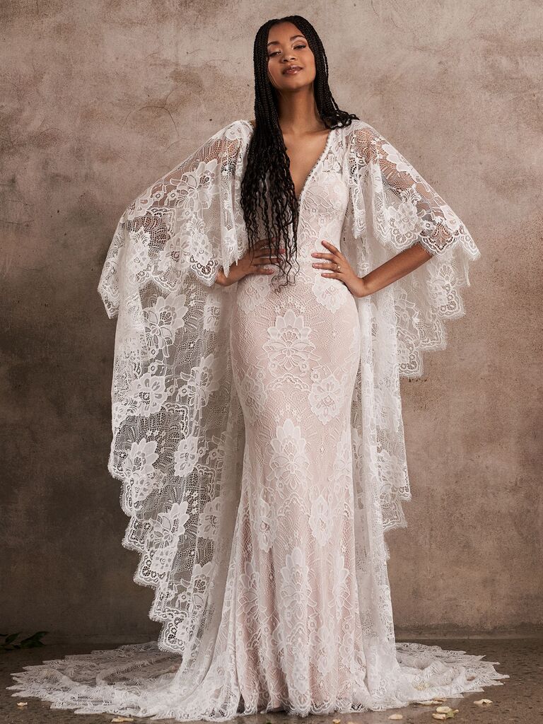 Illustrative example of cape dress wedding