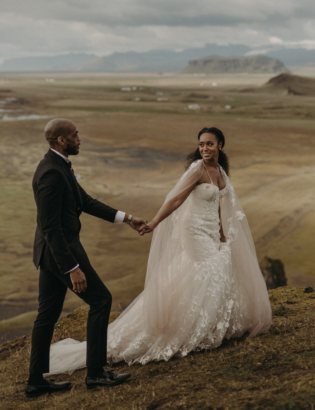 Illustrative example of capelet dress wedding