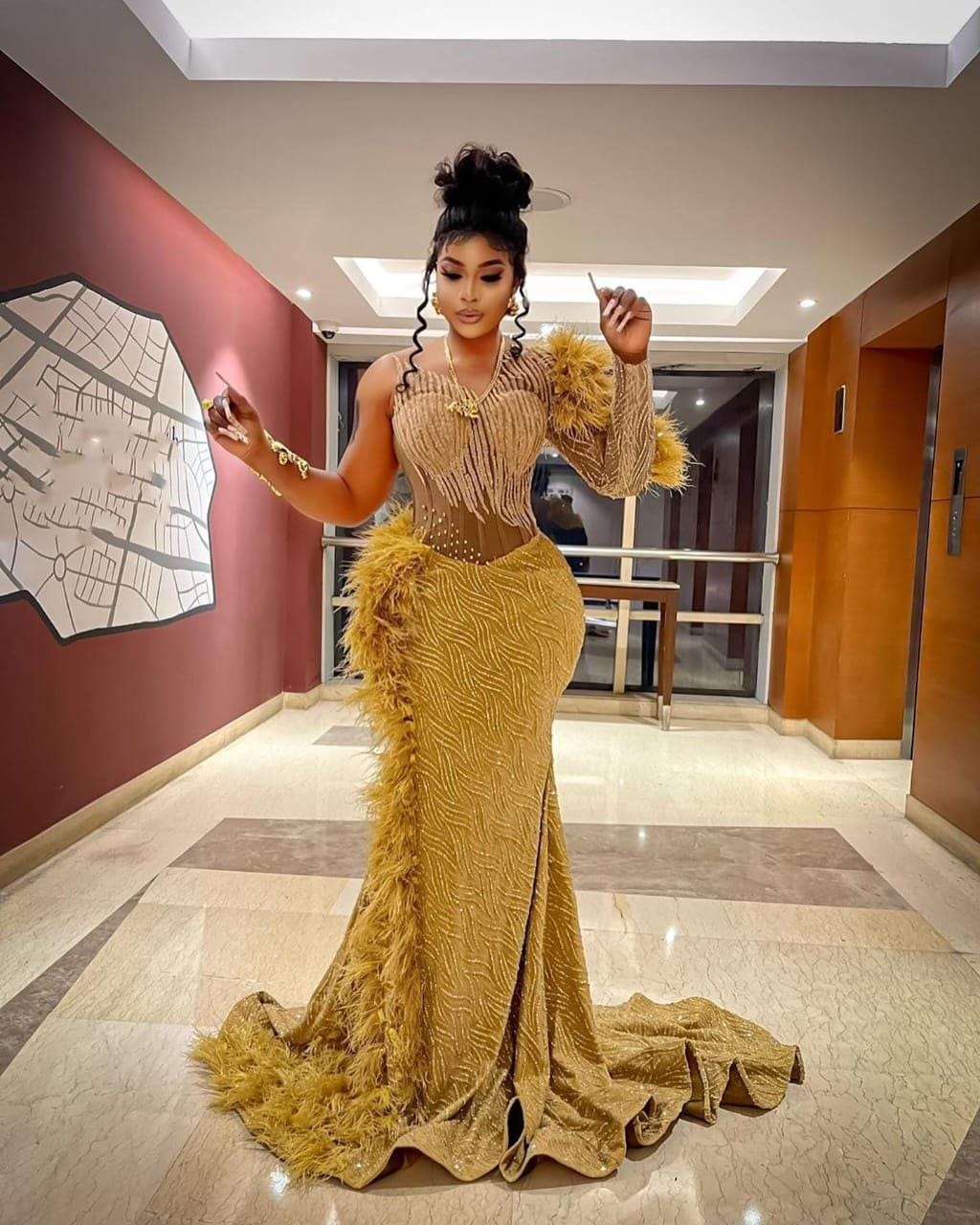 Illustrative example of champagne gold dress