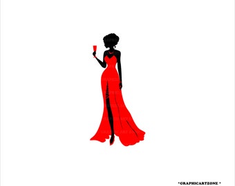 Illustrative example of classic silhouette red dress