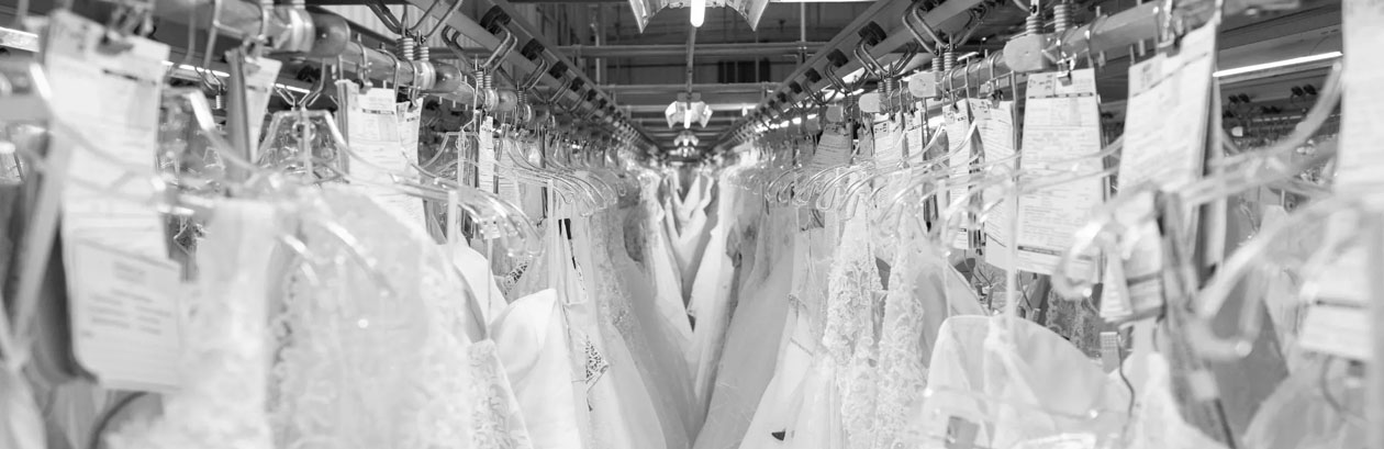 Illustrative example of cleaners that clean wedding dresses