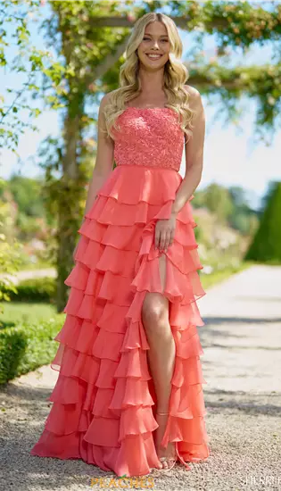 Illustrative example of coral prom dress