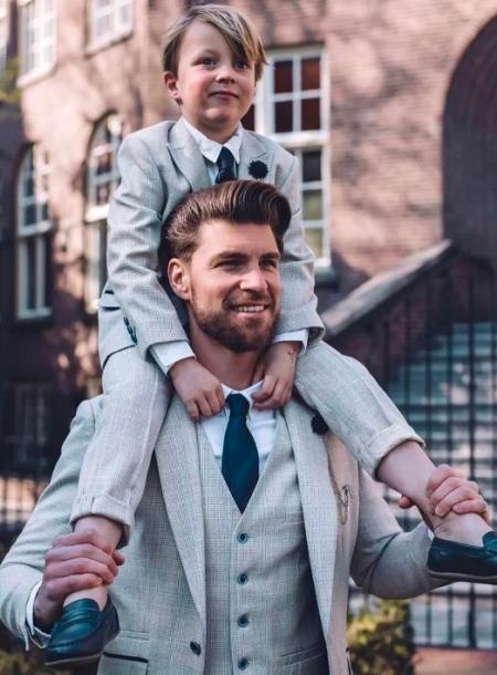 Illustrative example of dad and son matching dress