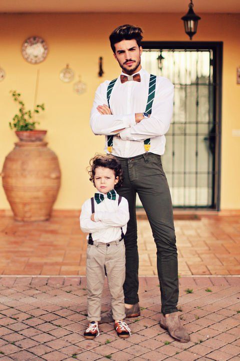 Illustrative example of dad and son matching dress