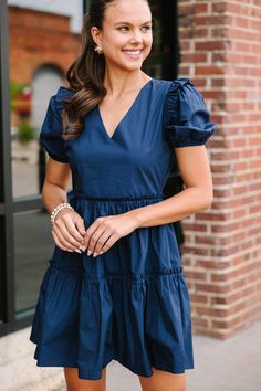 Illustrative example of dark blue short dress