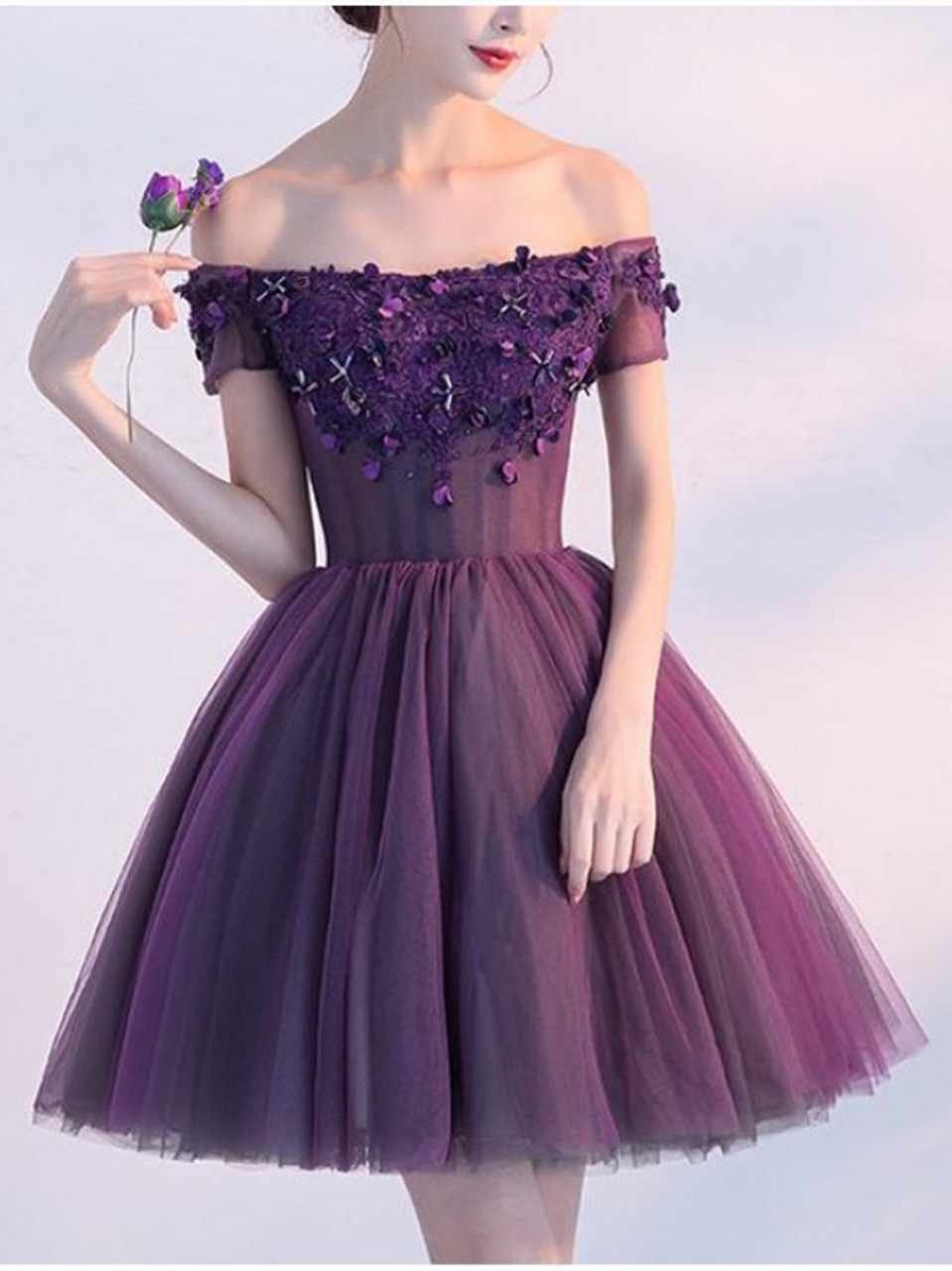 Illustrative example of dark purple homecoming dress